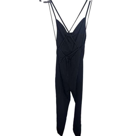 Amanda Uprichard Janet Jumpsuit Overall with Tie Back Black Solid Size XS - Picture 12 of 13